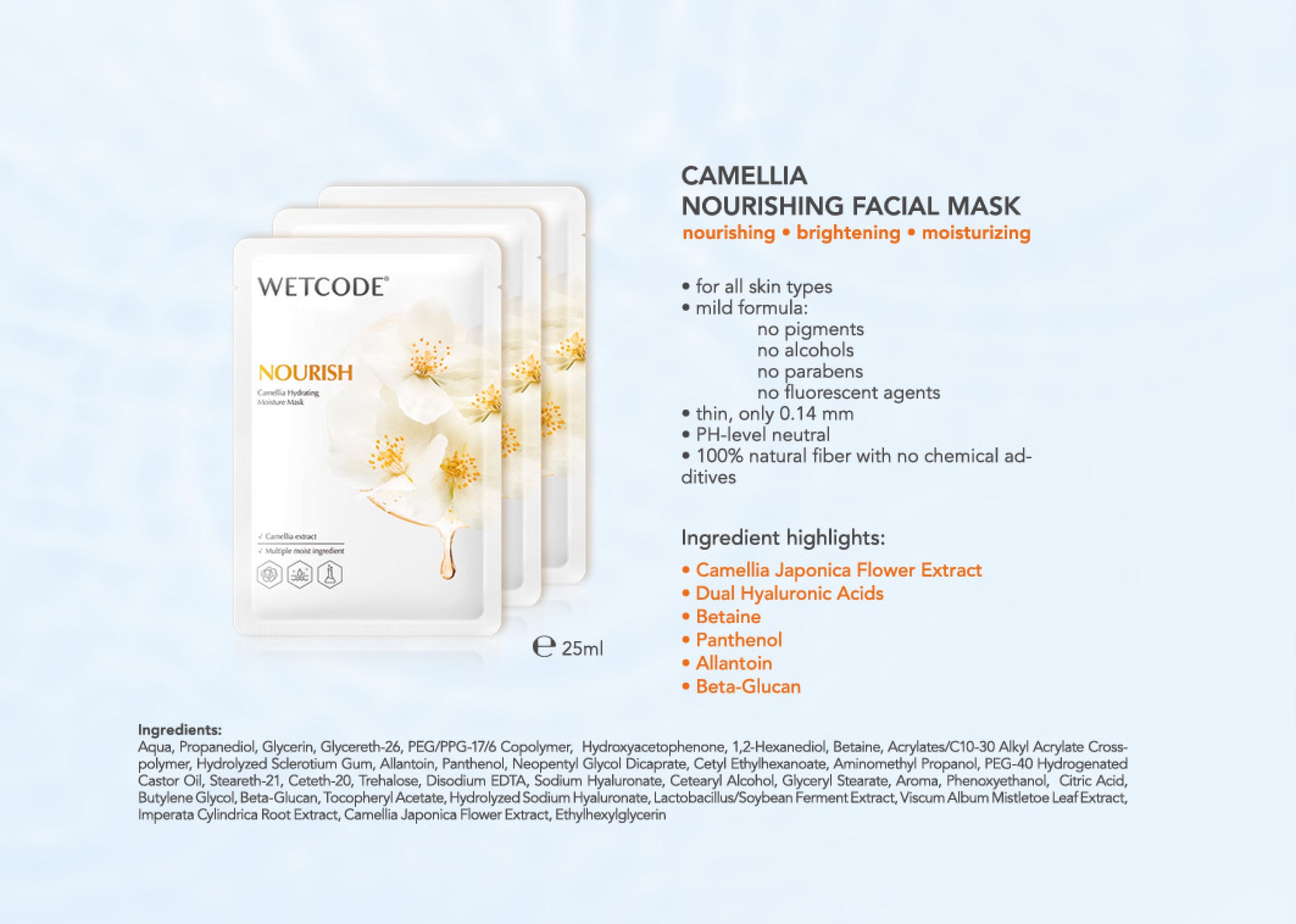 WETCODE CAMELLIA HYDRATING MOISTURE MASK 1PZ