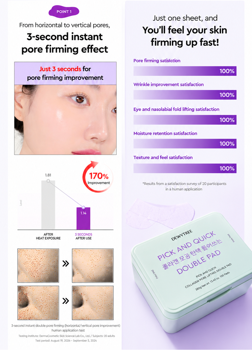 Dewytree Pick and Quick Collagen Pore Lifting Double Pad (100 pads)