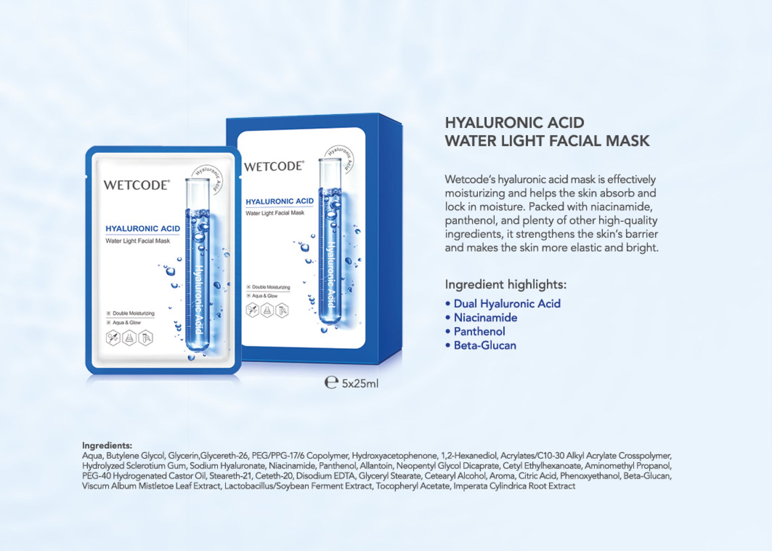 WETCODE HYALURONIC ACID FACIAL MASK 1PZ