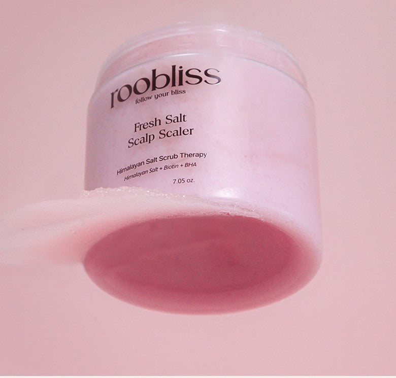 Fresh Salt Scalp Scaler open jar with pink salt scrub